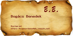 Bogács Benedek névjegykártya